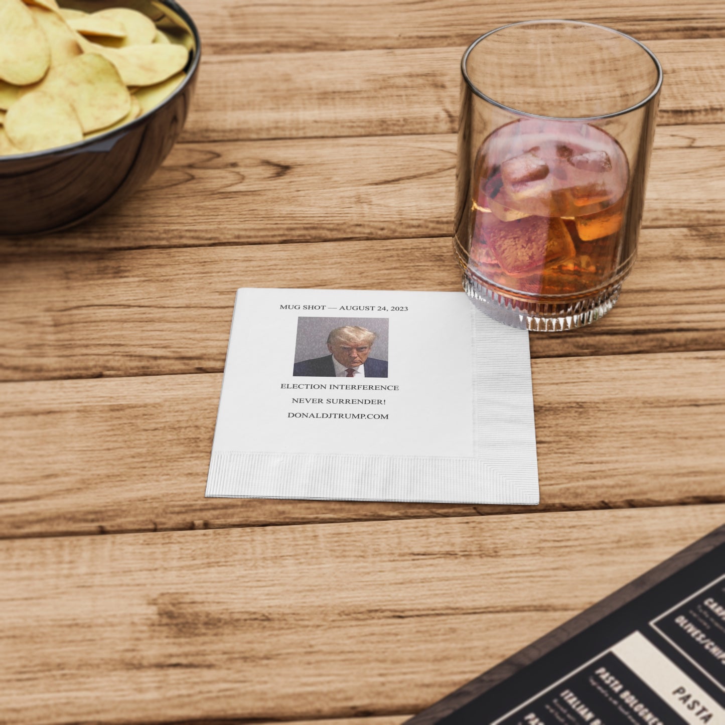 Mug Shot White Coined Napkins